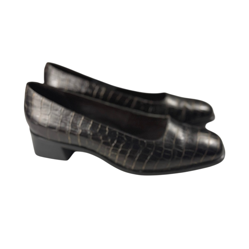 Rockport Latour Womens 9.5 W Dark Brown Crocodile Embossed Leather Pumps W68314